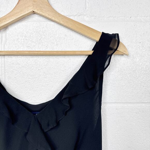 Vintage Ann Taylor Y2K Fairy Goth Silk Midi Dress Black Whimsygoth Vamp - Picture 7 of 7